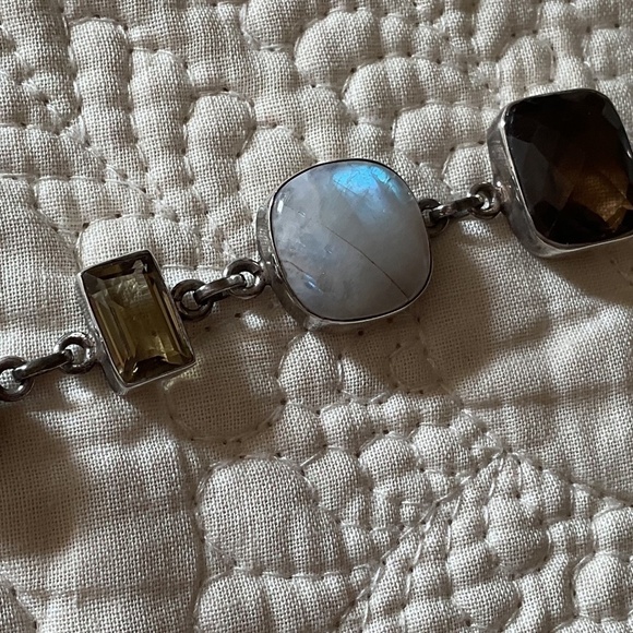 Sterling Silver 925 Smoke Topaz/Moon Stone/Citrine beautiful bracelet - Picture 10 of 11
